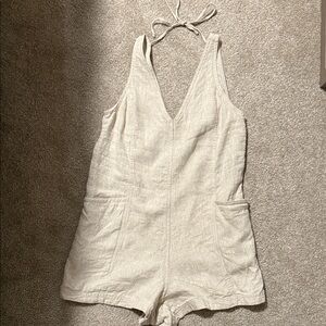 Athleta Cream Linen Romper